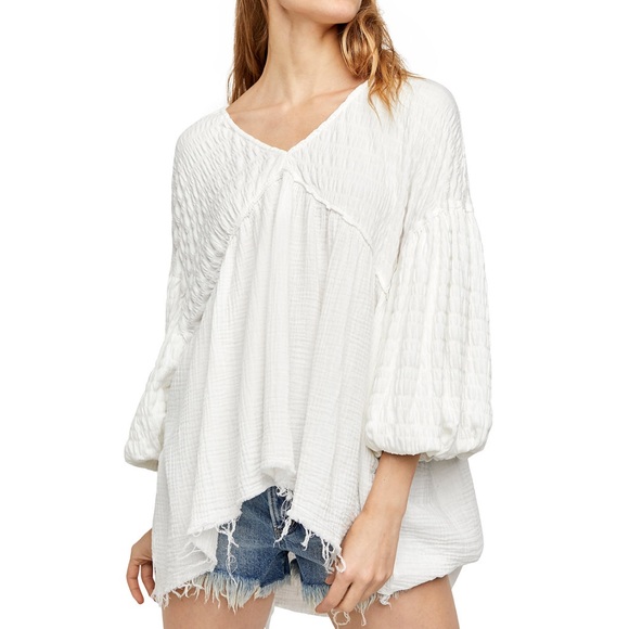Free People We The Free Flower Power White Boho Top - Picture 7 of 7